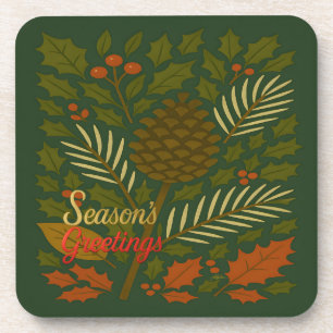 Dessous-de-verre Bonnes Fêtes mi-siècle automne et hiver