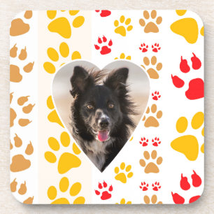 Dessous-de-verre Bordure Collie Empreinte de patte Amour Coeur