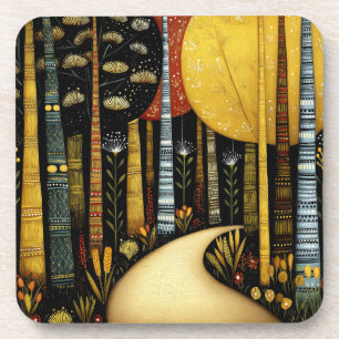 DESSOUS-DE-VERRE BOSQUET DU CHEMIN DORÉ FÔRET WHIMSICALE ART #1