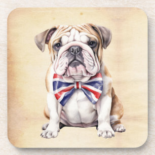 Dessous-de-verre Bouledogue anglais avec noeud papillon Union Jack