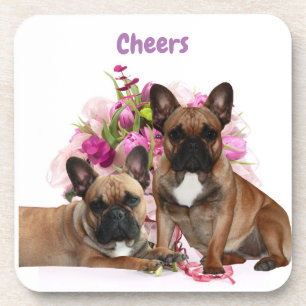 Dessous-de-verre Bouledogue français fleurs célébration Bouledogue