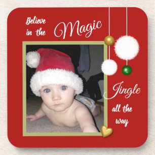 Dessous-de-verre Boules de neige de Noël baules photo rouge