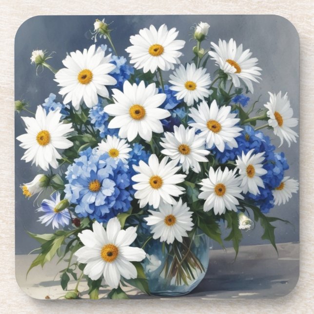 Dessous-de-verre Bouquet de fleurs aquarelle élégantes marguerites (Devant)