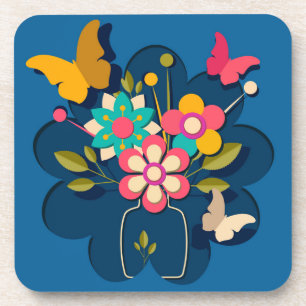 Dessous-de-verre Bouquet de fleurs modernes jolies colorées sur fon