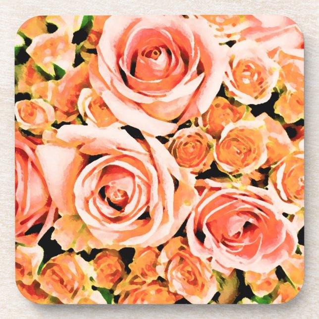 Dessous-de-verre Bouquet de rose rose poire (Devant)