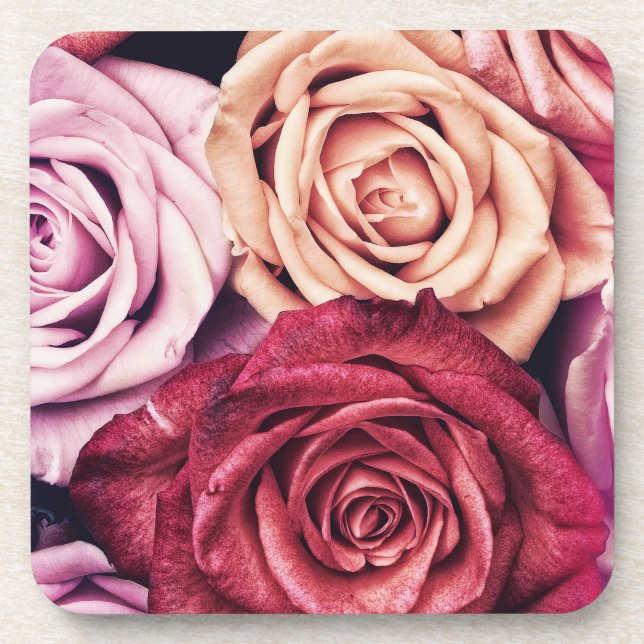 Dessous-de-verre Bouquet de roses roses (Devant)