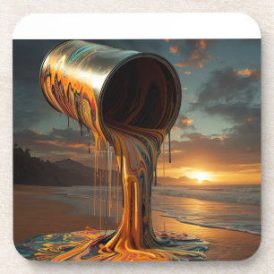 Dessous-de-verre Bouteille de peinture géante déverse de la peintur