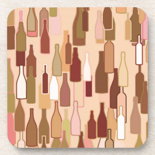Dessous-de-verre Bouteilles de vin, couleurs de terre, arrière - pl