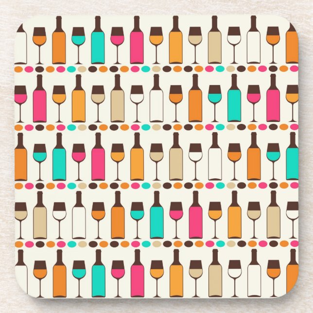 Dessous-de-verre Bouteilles et verres rétro (Devant)