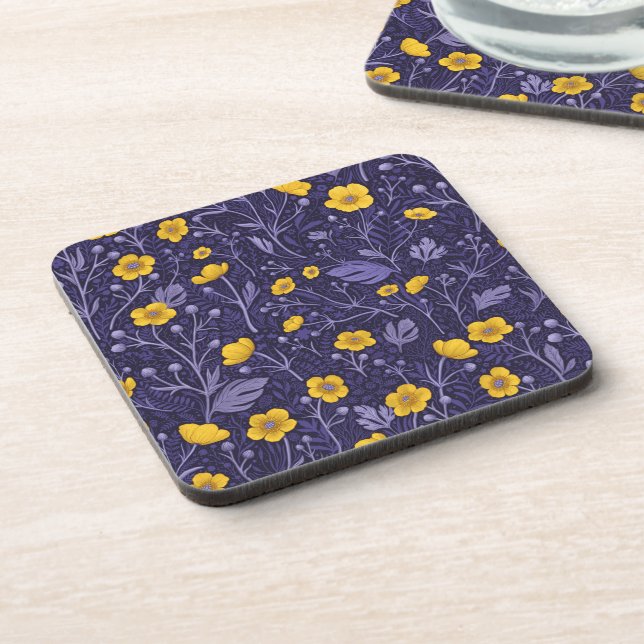 Dessous-de-verre Boutons jaunes et violets (Côté gauche)