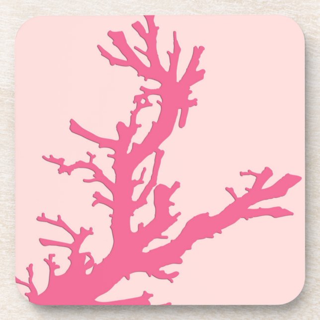 Dessous-de-verre Branche de corail - nuances de corail rose (Devant)