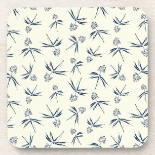 Dessous-de-verre Branches bleues sur crème - motif sans soudure.