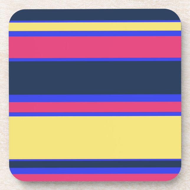 Dessous-de-verre Brayures rose, jaune et bleue (Devant)