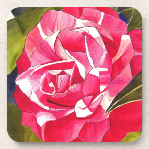 Dessous-de-verre Bright pink Camellia watercolor art flower