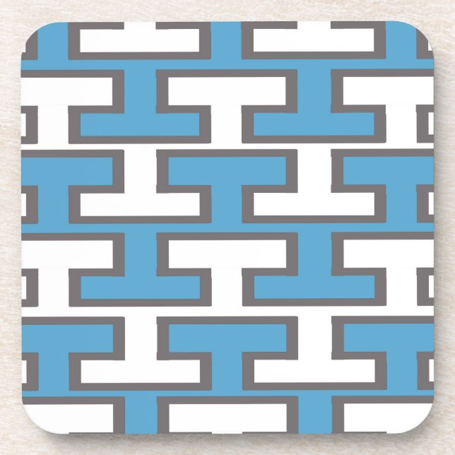 Dessous-de-verre Briques bleu-clair et blanches modernes (Devant)