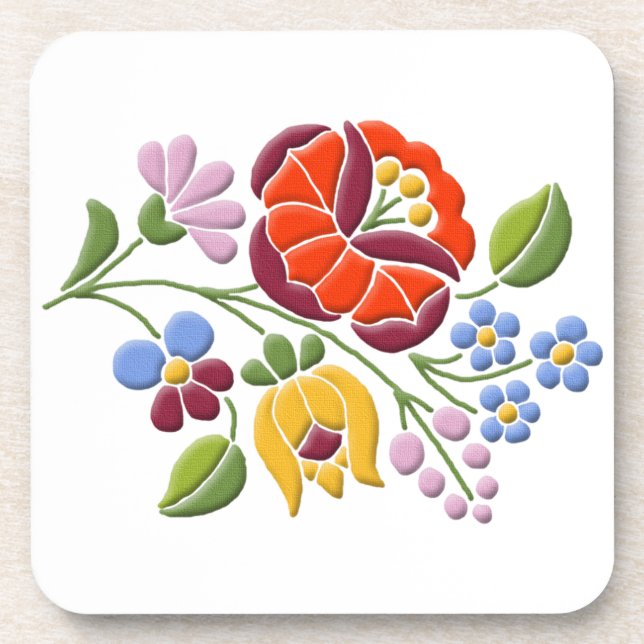 Dessous-de-verre Broderie Kalocsa - Art populaire hongrois (Devant)