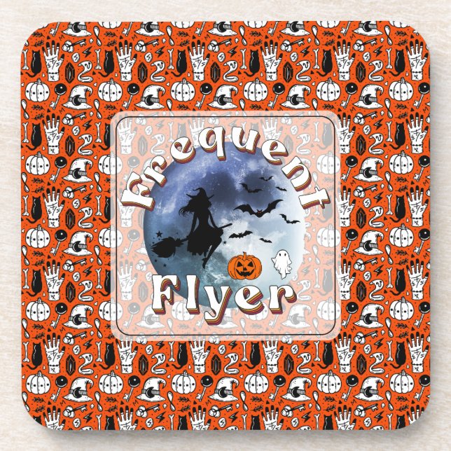 Dessous-de-verre Broomstick pour sorcière Halloween Circulaire fréq (Devant)