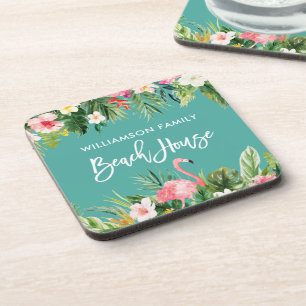 Dessous-de-verre Brosse Script Tropical Floral Family Beach House