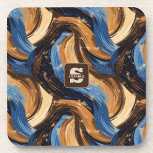 Dessous-de-verre Brosses Abstraites en bleu et Brown