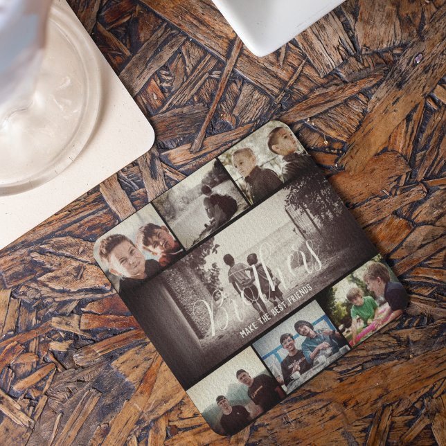 Dessous-de-verre Brother moderne Meilleurs amis Dark Photo Collage (Créateur téléchargé)