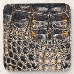Dessous-de-verre Brown American Alligator Skin Leather Print