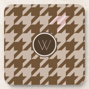 Dessous-de-verre Brown avec Rose Gold Houndstooth Carré Dessous de