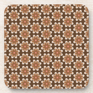 Dessous-de-verre Brown Et Blanc Vintage les années 70 Floral Motif