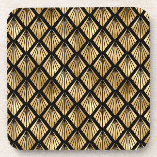 Dessous-de-verre Brown foncé et or Art déco motif