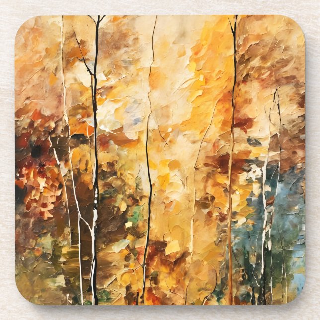 Dessous-de-verre Brown Leaf Nature Serenity Art Abstrait (Devant)