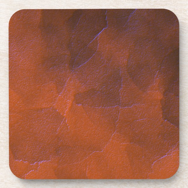 Dessous-de-verre Brun Orange Rustique Reflets Bleus Art Abstrait (Devant)