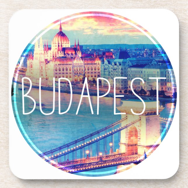 Dessous-de-verre Budapest vintage, cercle (Devant)