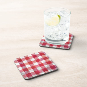 Dessous-de-verre Buffalo plaid rouge et blanc