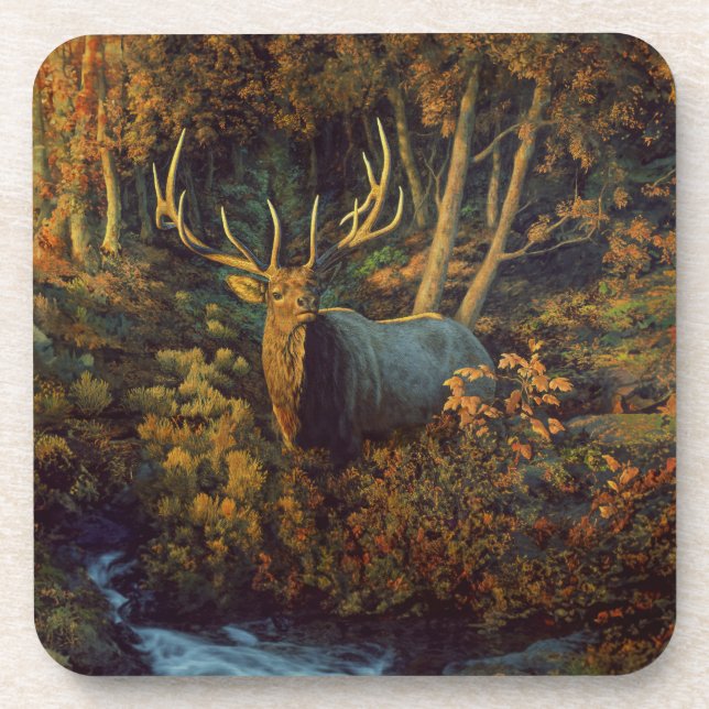 Dessous-de-verre Bull Elk dans la forêt d'automne (Devant)