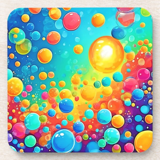 Dessous-de-verre Bulles colorées Art flottant (Devant)