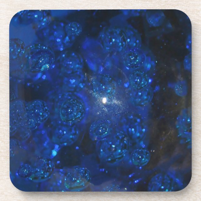 Dessous-de-verre Bulles en verre bleu tombé (Devant)