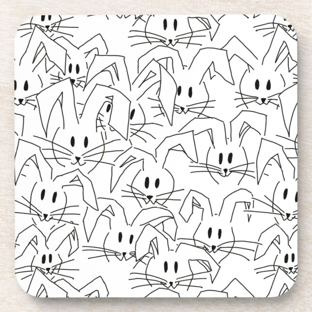 Dessous-de-verre Bunches of bunnies on white seamless. (Devant)