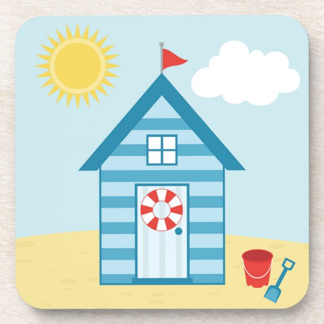 Dessous-de-verre Cabane de plage bleue (Devant)