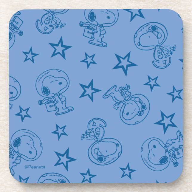 Dessous-de-verre cacahuètes | Snoopy Blue Space Astronaut Motif (Devant)