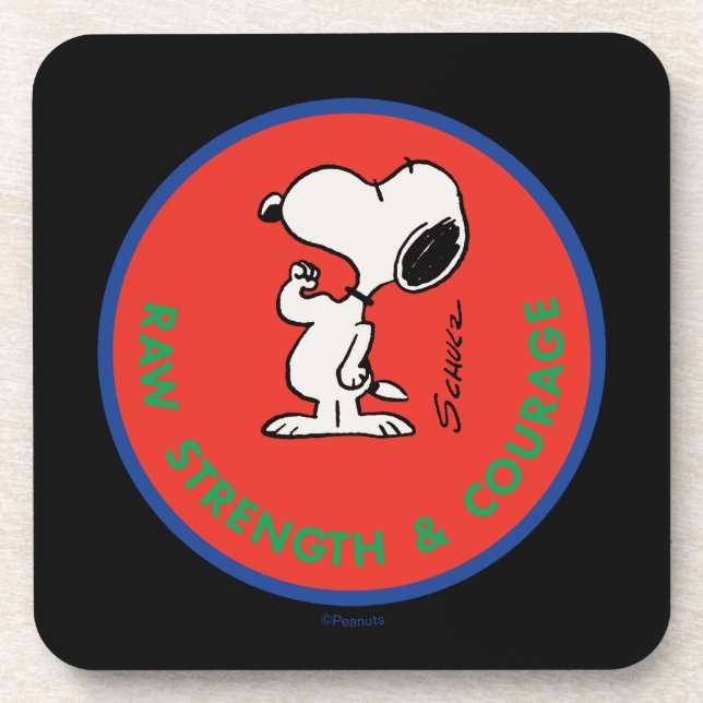 Dessous-de-verre cacahuètes | Snoopy Raw Force & Courage Badge (Devant)
