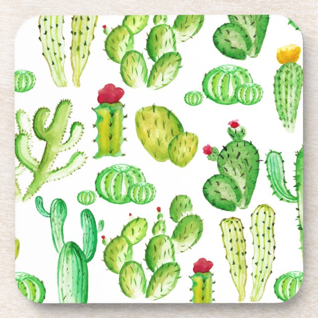 Dessous-de-verre Cactus aquarelle (Devant)
