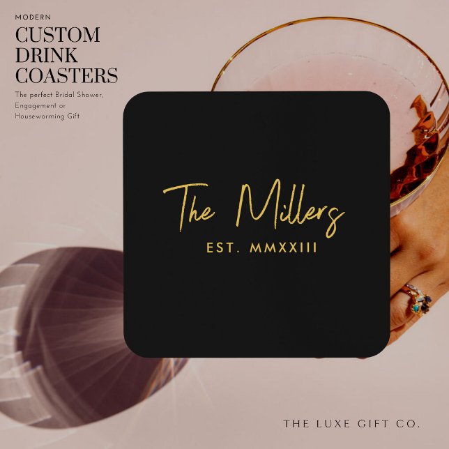 Dessous-de-verre Cadeau de la mer Noir de nouveau cachet de boisson (Créateur téléchargé)