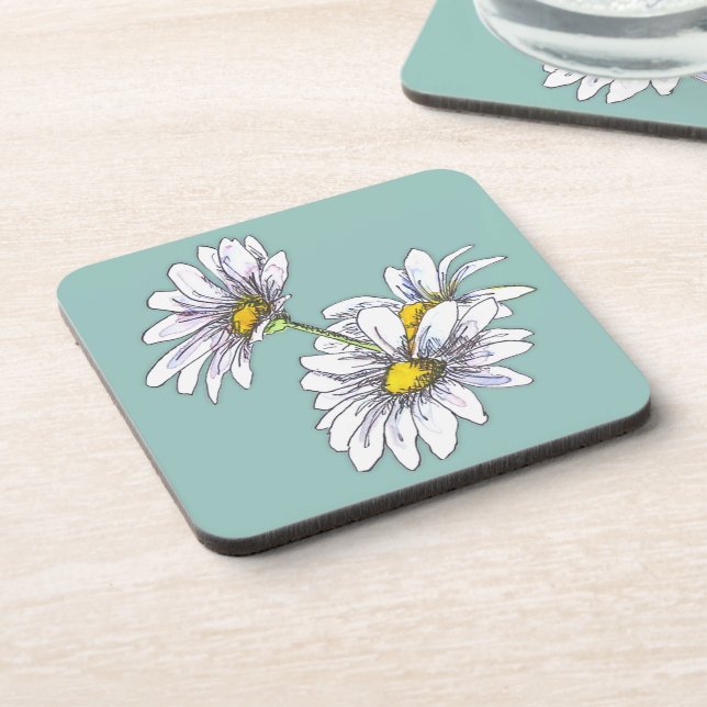 Dessous-de-verre Cadeau de Noël Fleur de Daisy Aquarelle Boho  (Côté gauche)