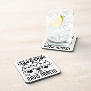 Dessous-de-verre Cadeaux de citation d'oiseau drôle Idiots Happen