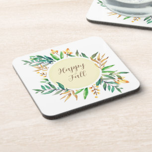 Dessous-de-verre Cadre de feuilles d'automne avec texte personnalis