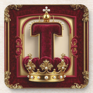 Dessous-de-verre Cadre doré luxueux avec monogramme couronné