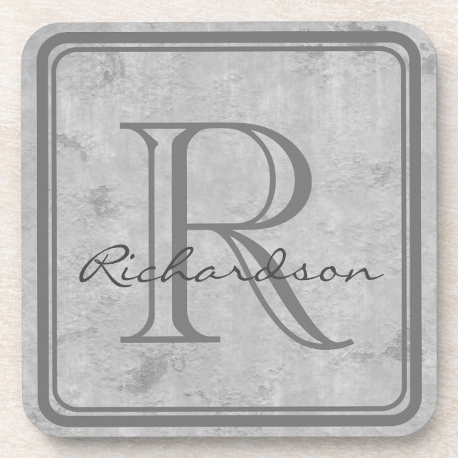 Dessous-de-verre Cadre gris monogramme (Devant)