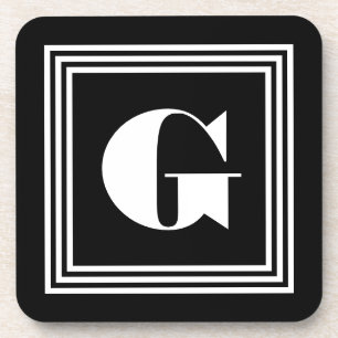 Dessous-de-verre Cadre Monogramme Gras 3 Noir & Blanc