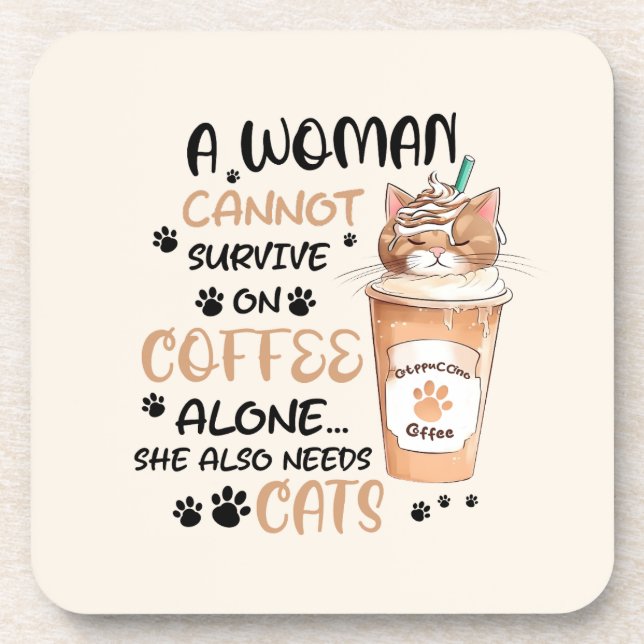 Dessous-de-verre Café & Chats - Cute Kawaii Art (Devant)