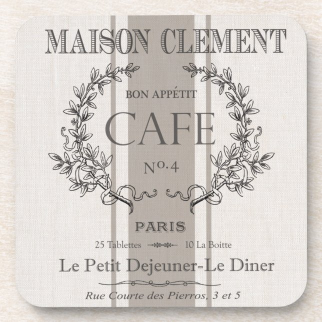 Dessous-de-verre café français vintage (Devant)