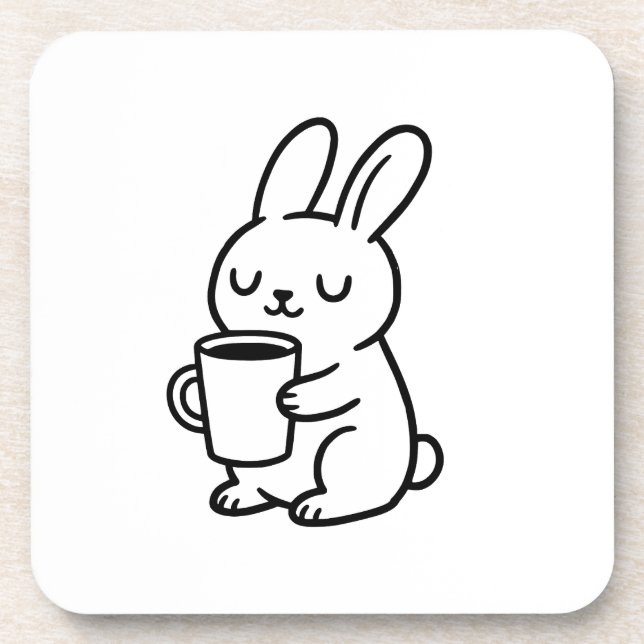 Dessous-de-verre Cafetière Lapin Cozy Doodle (Devant)